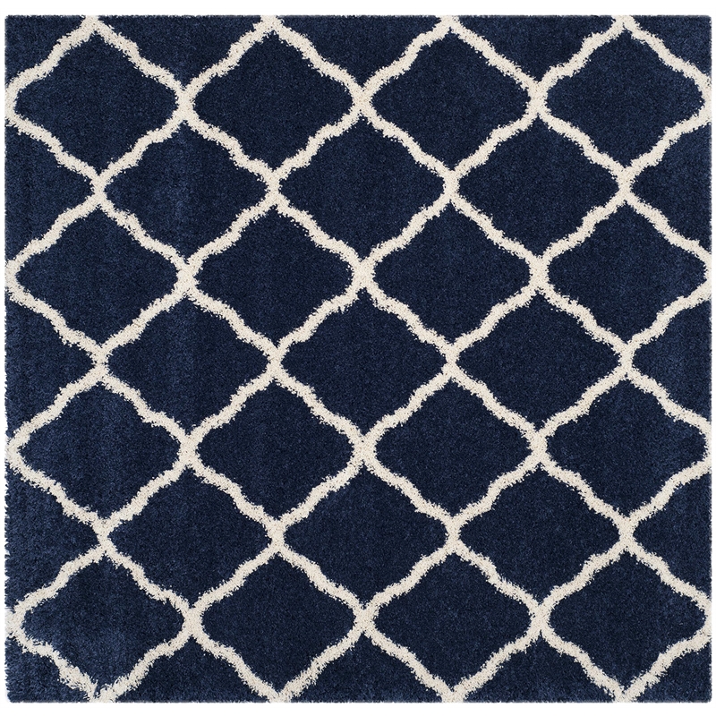Safavieh Hudson Shag 7' X 7' Square Rug in Navy and Ivory