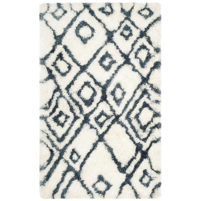 Safavieh Toronto Shag 4' X 6' Hand Tufted Rug in Ivory and Blue