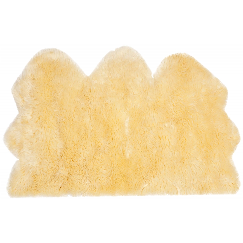 Safavieh Sheepskin Shag 3' X 5' Natural Sheep Skin Rug in Champagne