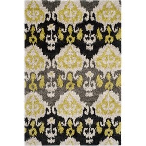 Safavieh Tibetan Shag 5' 1&quot X 7' 6&quot Rug in Black and Green