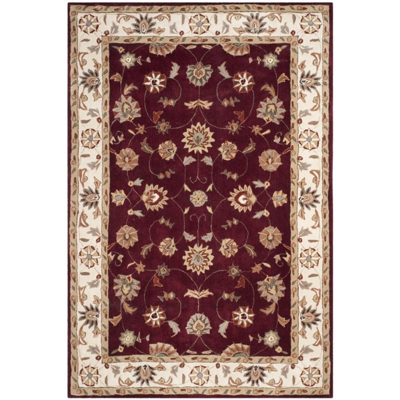 Safavieh Total Performance 6' X 9' Hand Hooked Rug in Red and Ivory