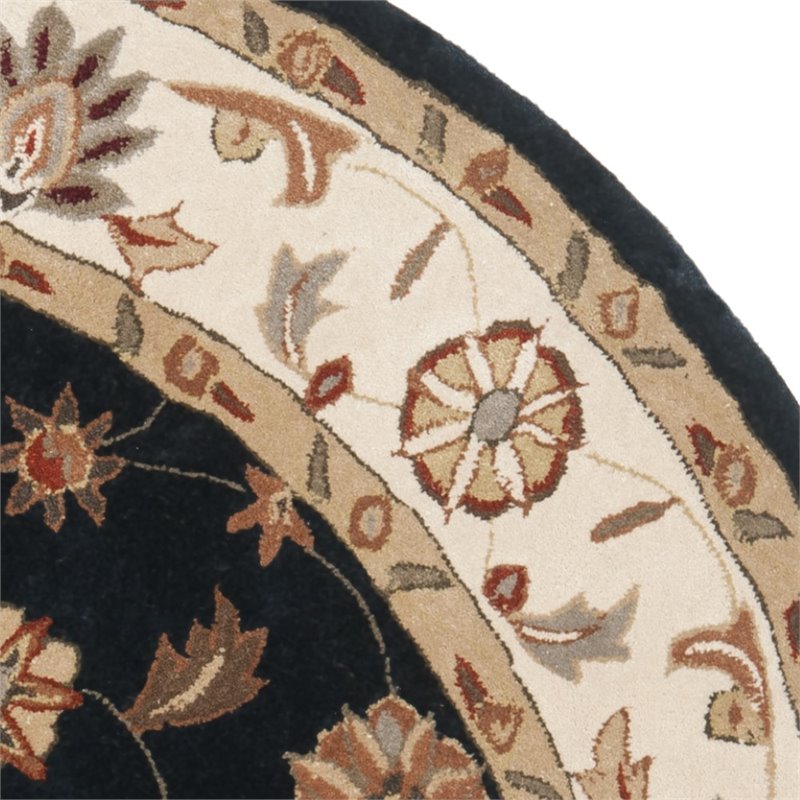 Safavieh Total Performance 6' x 6' Round Hand Hooked Rug in Navy/Ivory