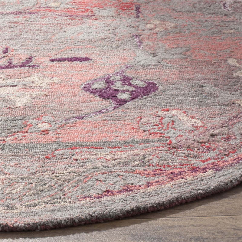 Safavieh Vintage Oushak 6' X 6' Round Hand Tufted Rug in Red