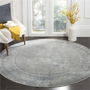 Safavieh Vintage 6' X 6' Round Rug in Light Blue and Light Gray