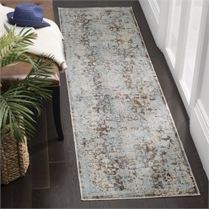 Safavieh Vintage 2' 2&quot X 12' Rug in Brown and Light Blue