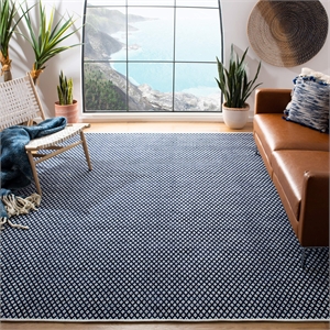 Safavieh Boston 9'-0&quot x 12'-0&quot Cotton Flat Weave Rug in Navy / Ivory