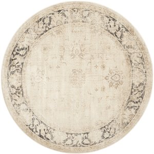 Safavieh Vintage 8' Round Rug in Ivory and Black
