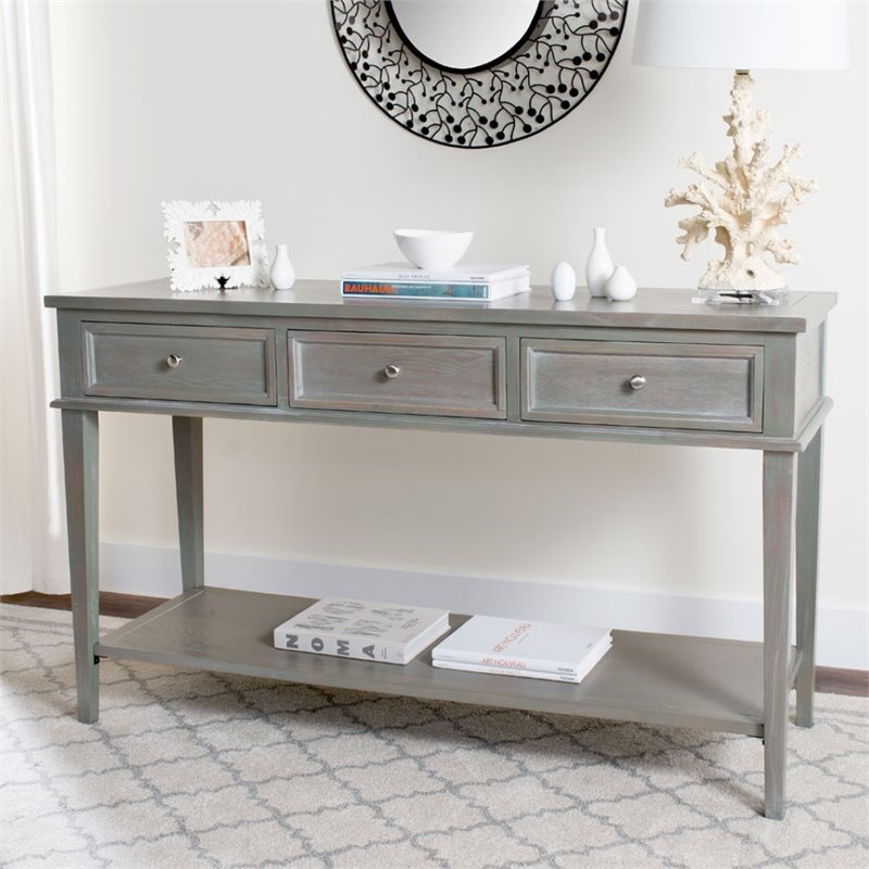 Safavieh Manelin 3 Drawer Console Table in Ash Gray