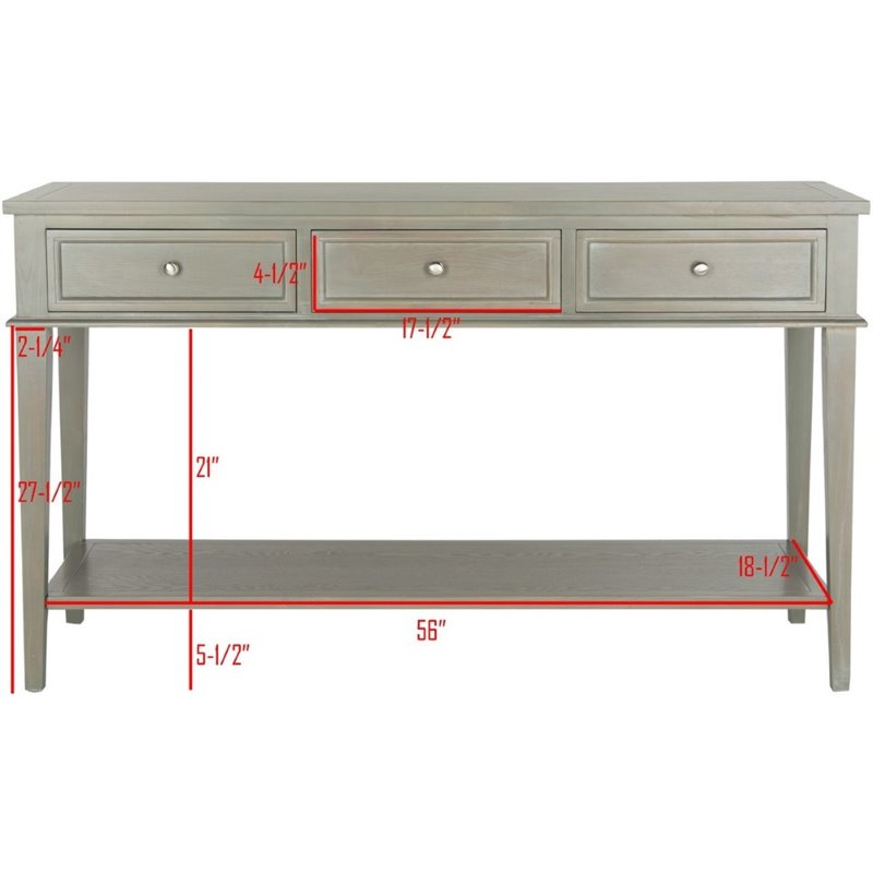 Safavieh Manelin 3 Drawer Console Table in Ash Gray