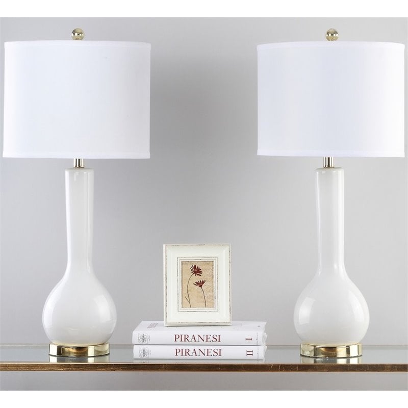 Safavieh Mae Long Neck Table Lamp in White (Set of 2)