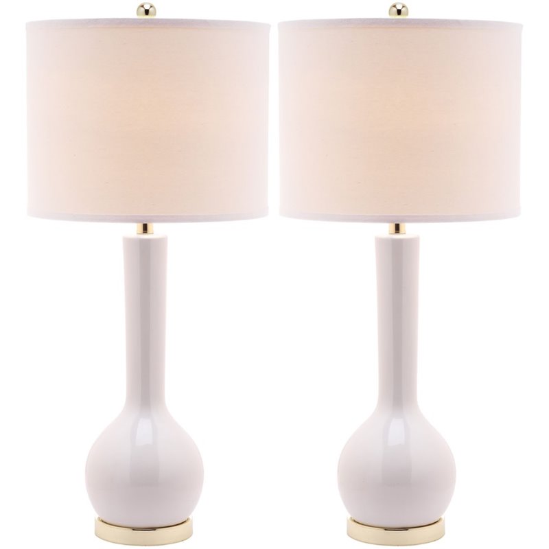 Safavieh Mae Long Neck Table Lamp in White (Set of 2)