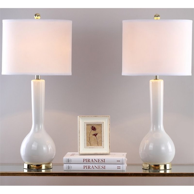 Safavieh Mae Long Neck Table Lamp in White (Set of 2)