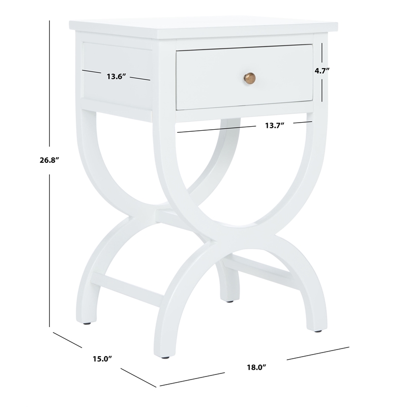 Safavieh Maxine Wood Accent Table with Storage Drawer in Off White