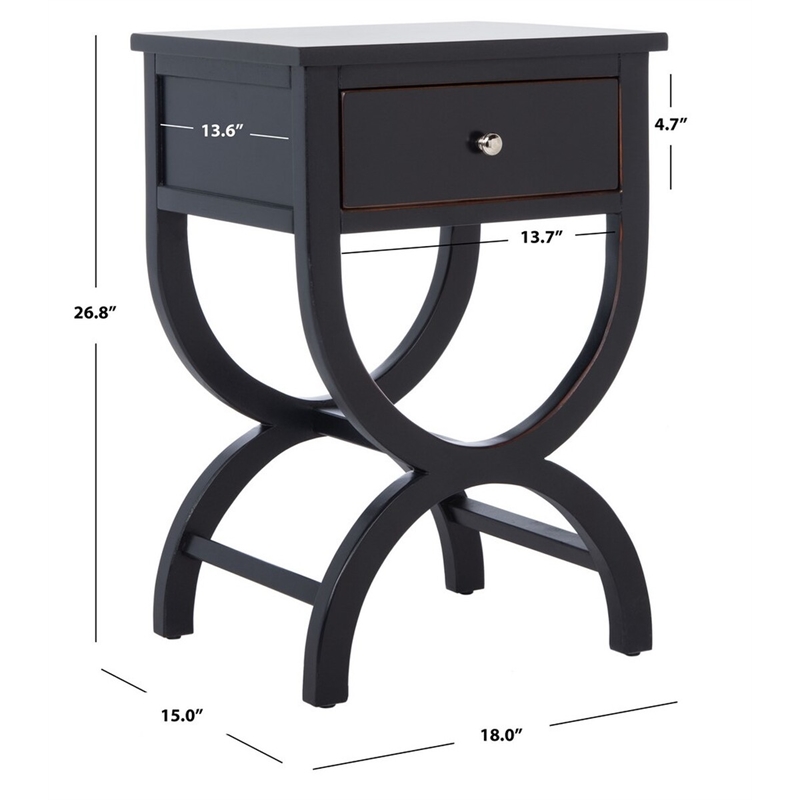 Safavieh Maxine Pine Wood Accent Table With Storage Drawer in Black