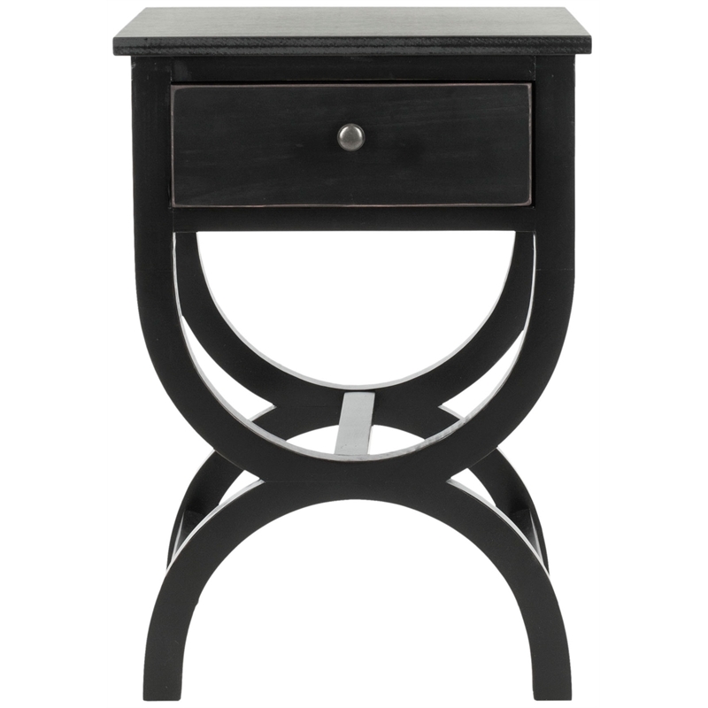 Safavieh Maxine Pine Wood Accent Table With Storage Drawer in Black