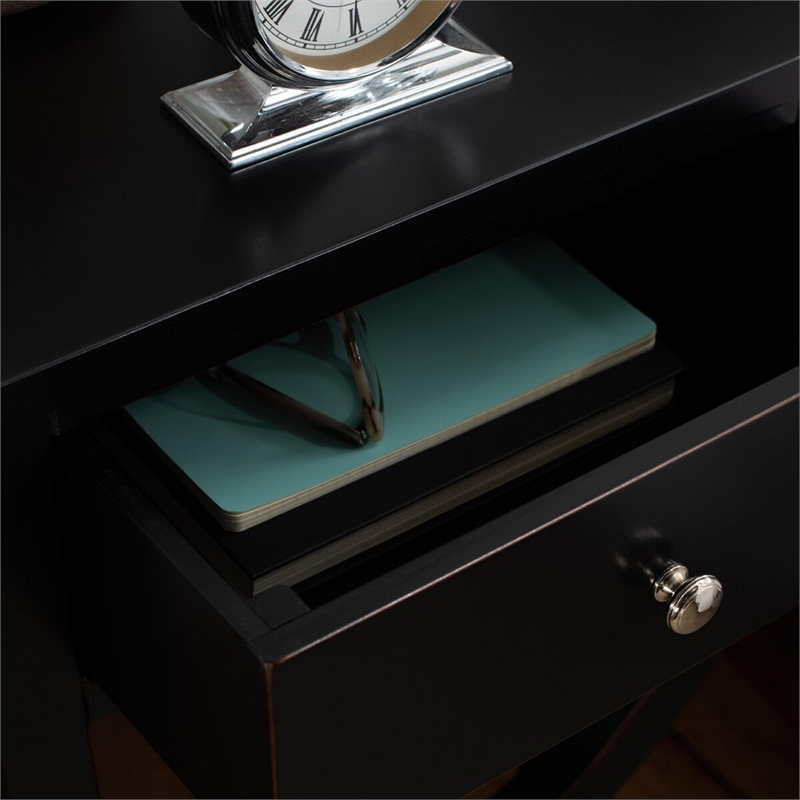 Safavieh Maxine Pine Wood Accent Table With Storage Drawer in Black