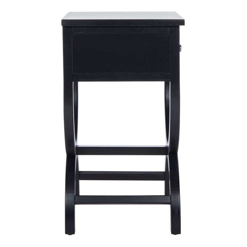 Safavieh Maxine Pine Wood Accent Table With Storage Drawer in Black
