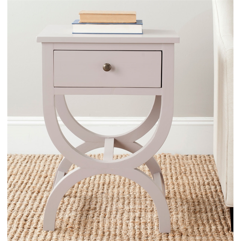 Safavieh Maxine Pine Wood Accent Table With Storage Drawer in Gray Mauve