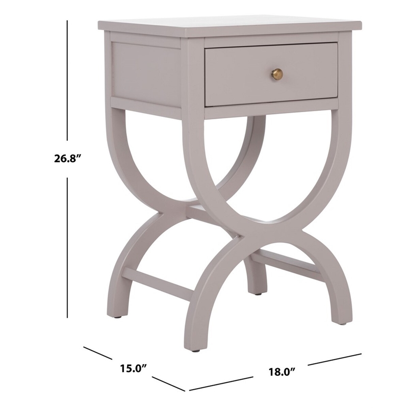 Safavieh Maxine Pine Wood Accent Table With Storage Drawer in Gray Mauve