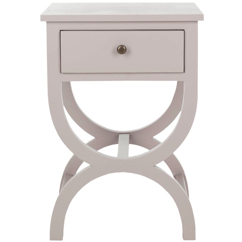 Safavieh Maxine Pine Wood Accent Table With Storage Drawer in Gray Mauve