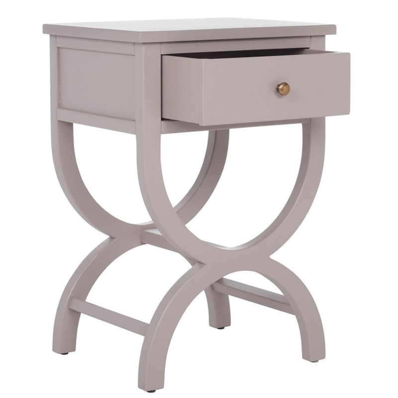 Safavieh Maxine Pine Wood Accent Table With Storage Drawer in Gray Mauve
