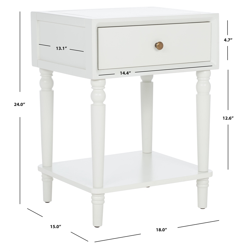 safavieh siobhan wooden accent table with storage drawer in white