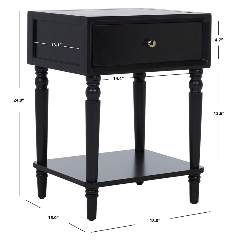 Safavieh Siobhan Wood Accent Table With Storage Drawer in Black