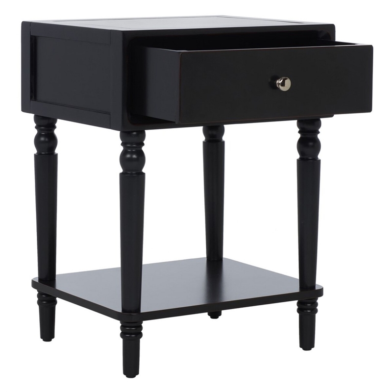 Safavieh Siobhan Wood Accent Table With Storage Drawer in Black