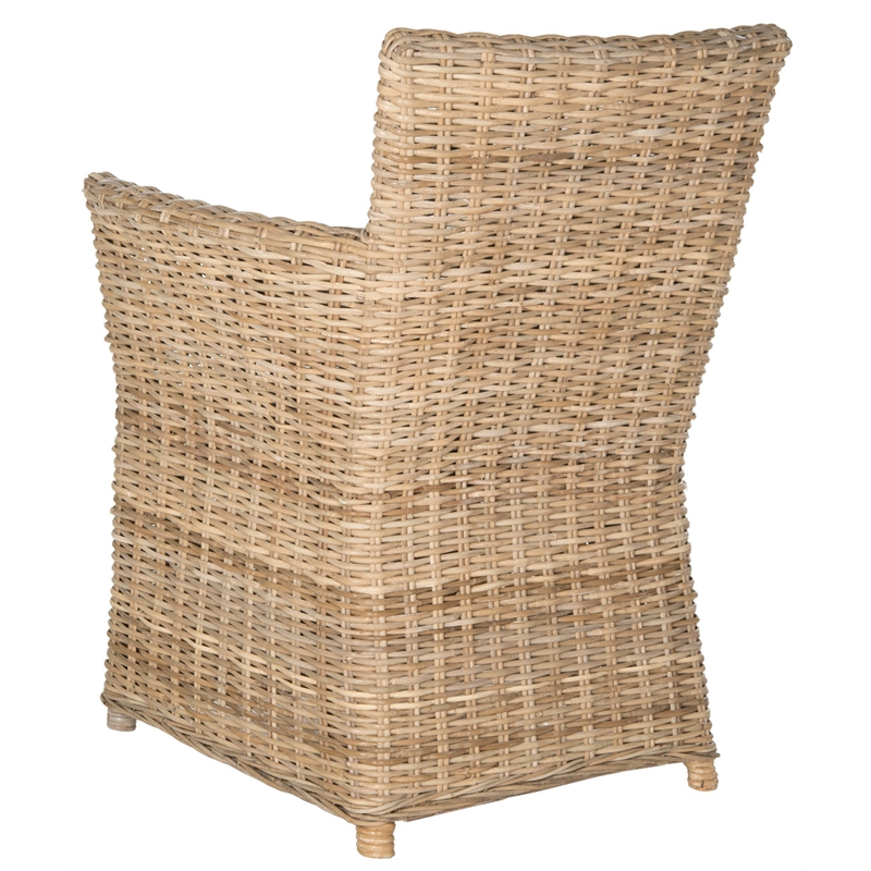Safavieh Natuna Rattan Arm Chair in Natural/Soft Gray