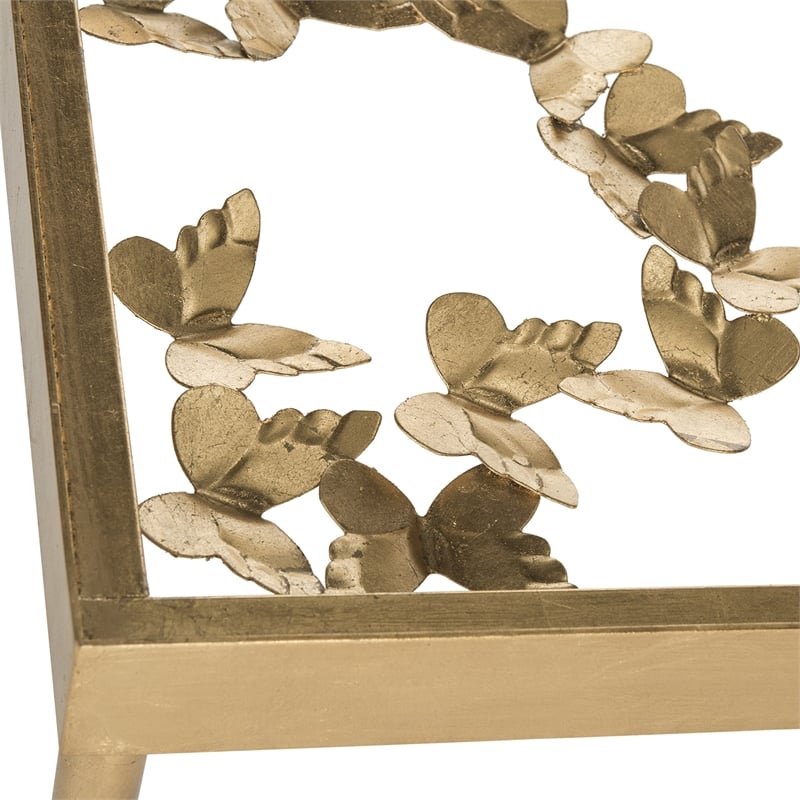 Safavieh Rosalie Butterfly Accent End Table in Gold and Clear
