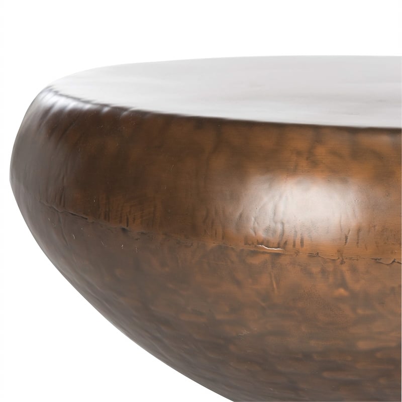 Safavieh Patience Round Metal Accent Coffee Table in Copper