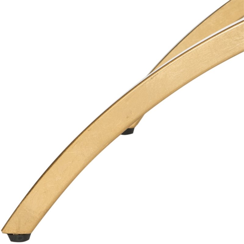 safavieh moon arc faux leather bench in light beige and gold