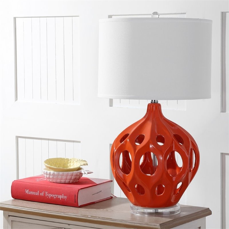 Safavieh Regina Ceramic Table Lamp in Orange and White