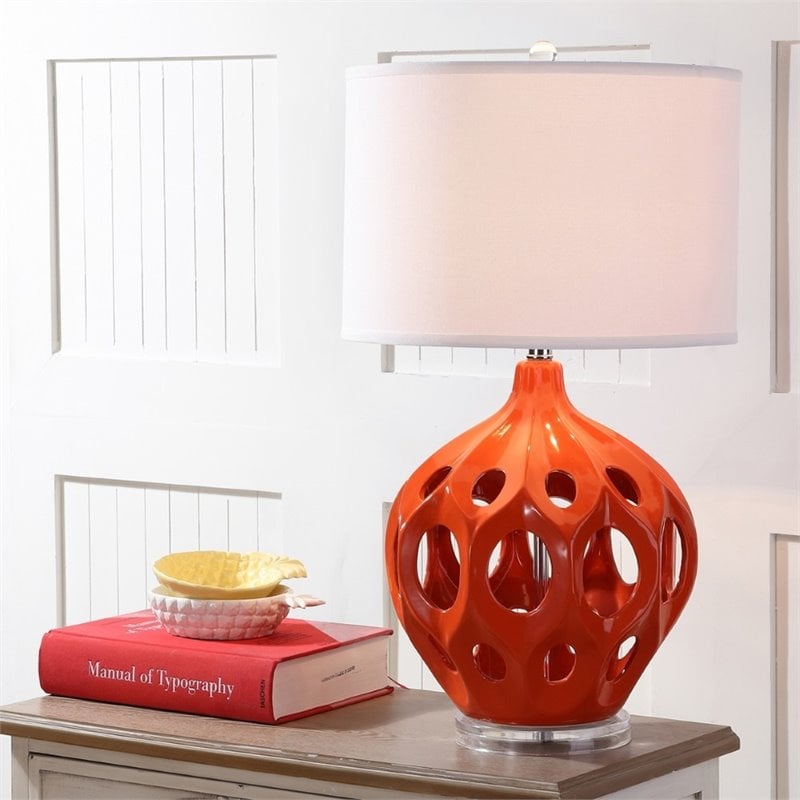 Safavieh Regina Ceramic Table Lamp in Orange and White