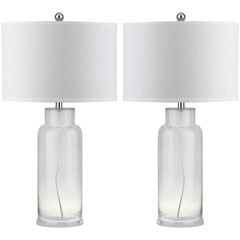 Safavieh Bottle Glass Table Lamp in Silver and Off White (Set of 2)
