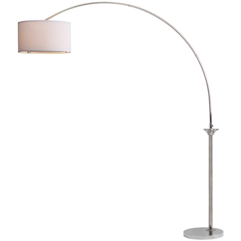 Safavieh Mira Arc Floor Lamp in Shine Nickel and Off White