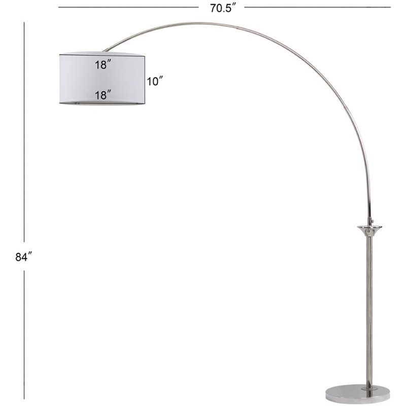 Safavieh Mira Arc Floor Lamp in Shine Nickel and Off White