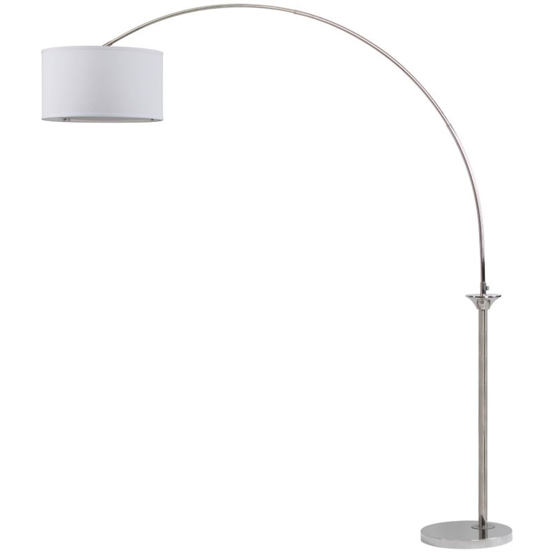 Safavieh Mira Arc Floor Lamp in Shine Nickel and Off White