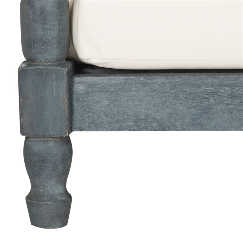 Safavieh Pomona Outdoor Acacia Wood Lounger in Ash Gray and Beige