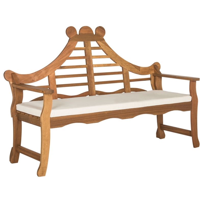 Safavieh Azusa Outdoor Wood Bench in Natural / Beige
