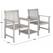 Safavieh Brea Solid Wood Twin Seat Bench in Gray