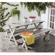 Safavieh Marina 3 Pc Dining Set w/63-Inch L TableAnd2BacklessBenchesinGray/White