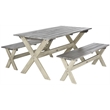 Safavieh Marina 3 Pc Dining Set w/63-Inch L TableAnd2BacklessBenchesinGray/White