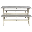 Safavieh Marina 3 Pc Dining Set w/63-Inch L TableAnd2BacklessBenchesinGray/White