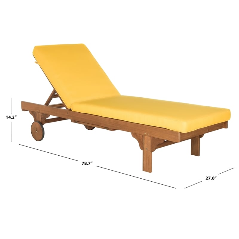 Safavieh Newport Chaise Lounge Chair With Side Table in Natural / Yellow
