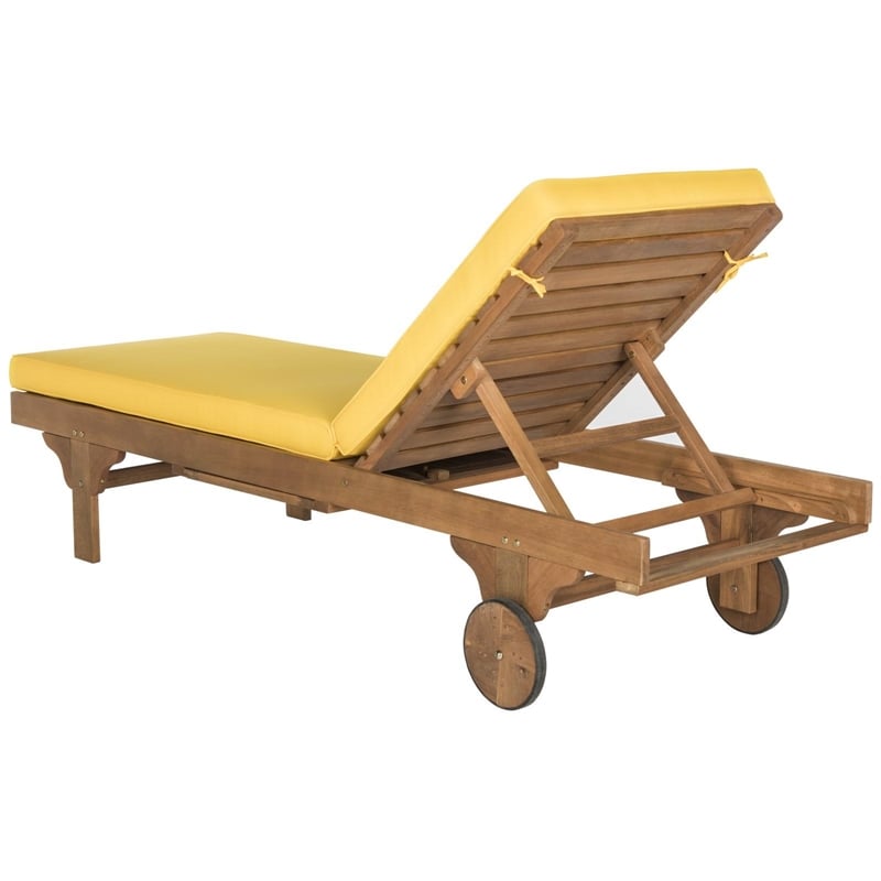 Safavieh Newport Chaise Lounge Chair With Side Table in Natural / Yellow