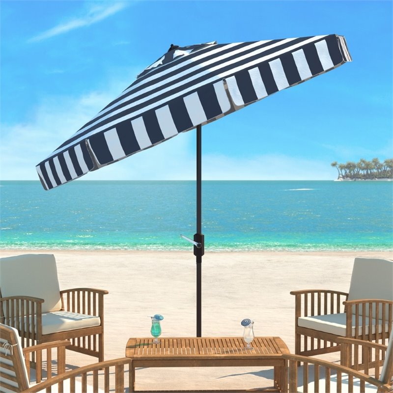 Safavieh Elsa Patio Umbrella in Navy and White