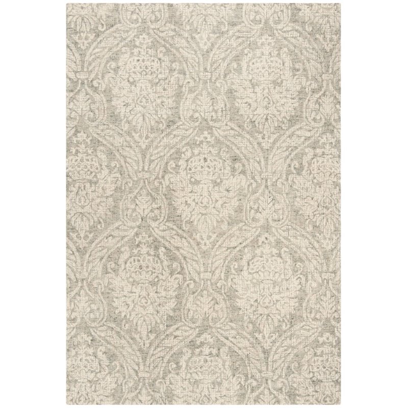 Safavieh Abstract 6' x 9' Hand Tufted Wool Rug in Gray and Ivory