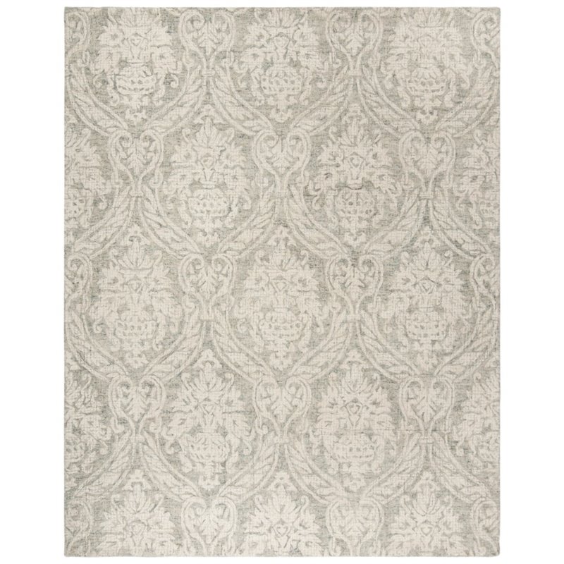 Safavieh Abstract 8' x 10' Hand Tufted Wool Rug in Gray and Ivory