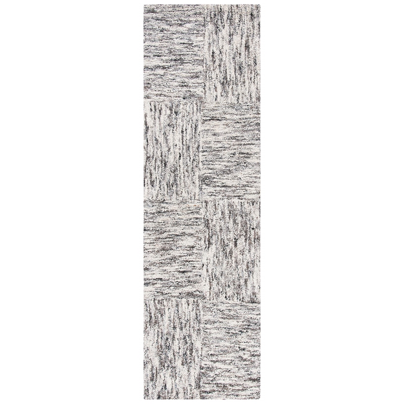 Safavieh Abstract 5' x 8' Hand Tufted Wool Rug in Ivory and Charcoal